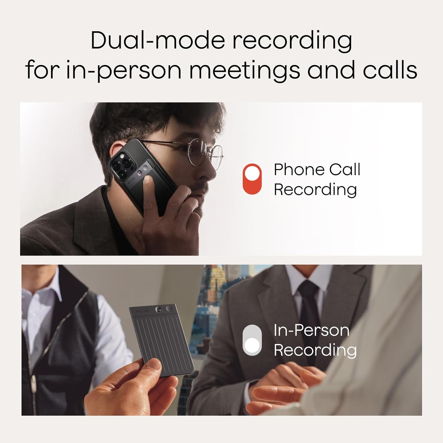 Detalle de Plaud Note AI Voice Recorder with Case – 64GB, 112 Languages, AI Transcription & Summarisation