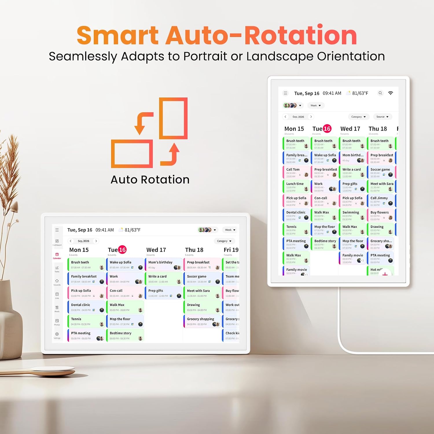 Detalle 2 de Skyzoo 16-Inch Digital Calendar Touchscreen for Chores and Meal Planning