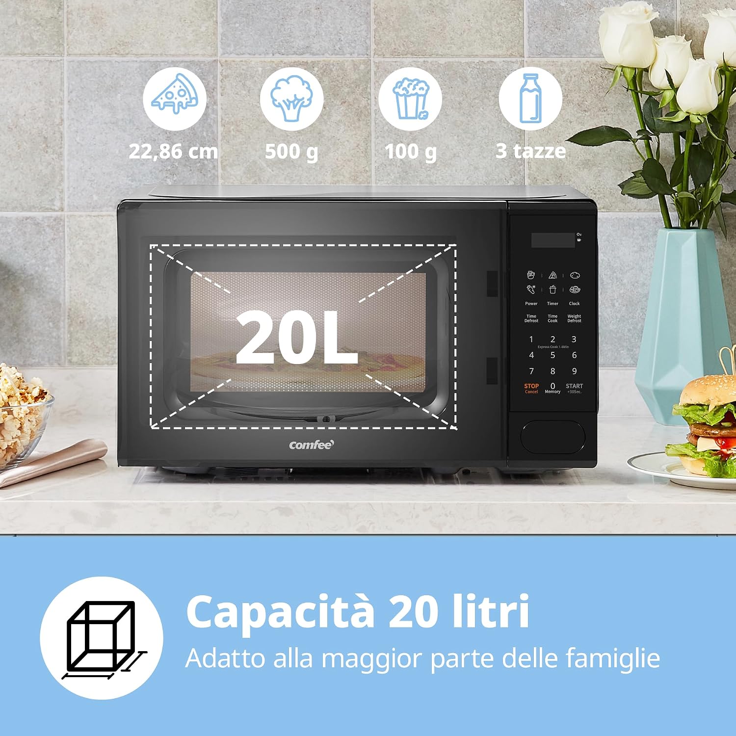 Detalle 2 de COMFEE' CM-E202CC(BK) Microonde Digitale 700 W, 20 L – Compatto e Versatile