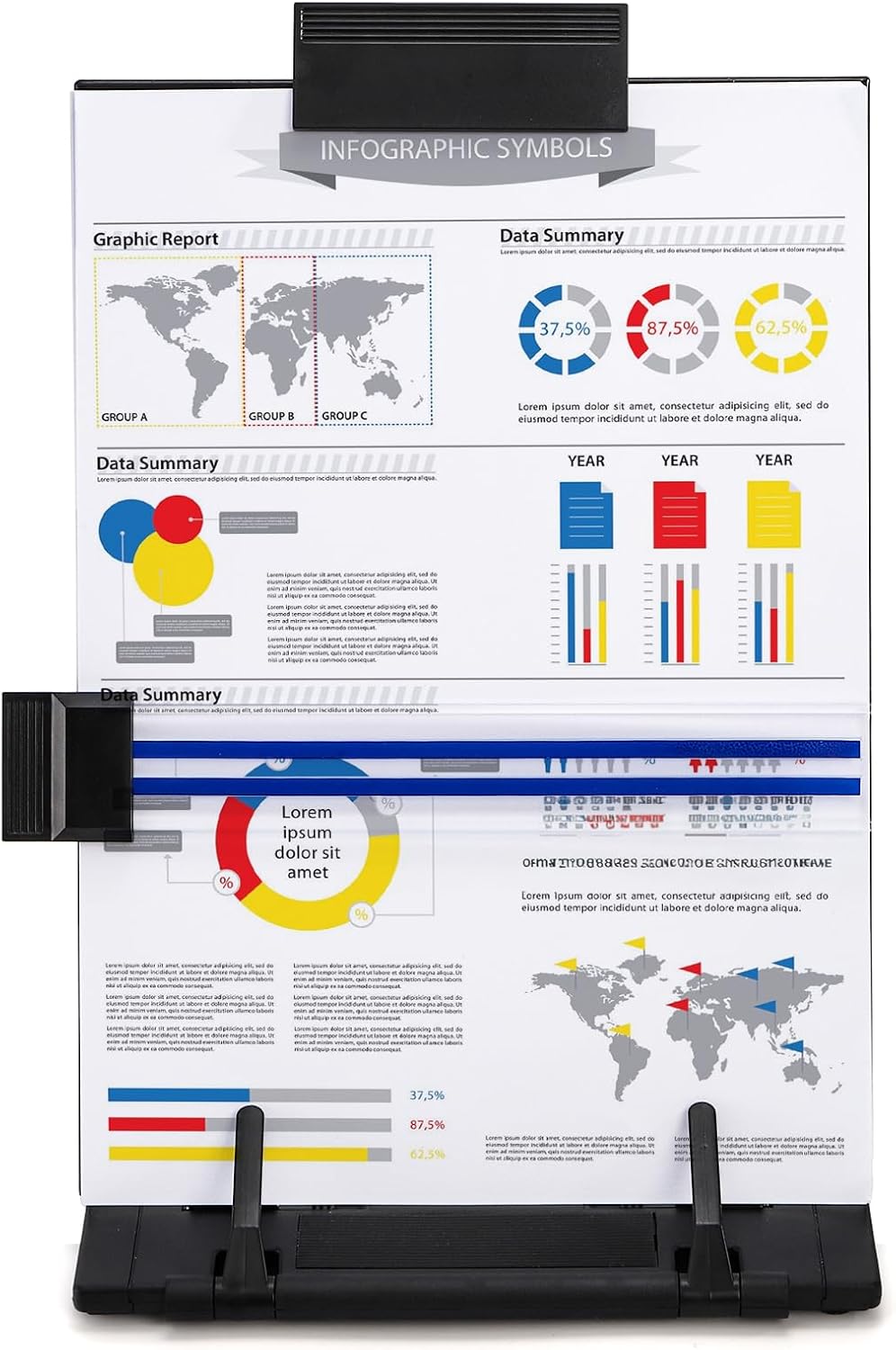 Thumbnail 3 de Lawei confezione da 2 portadocumenti da scrivania con clip regolabile e guida per linea per A4