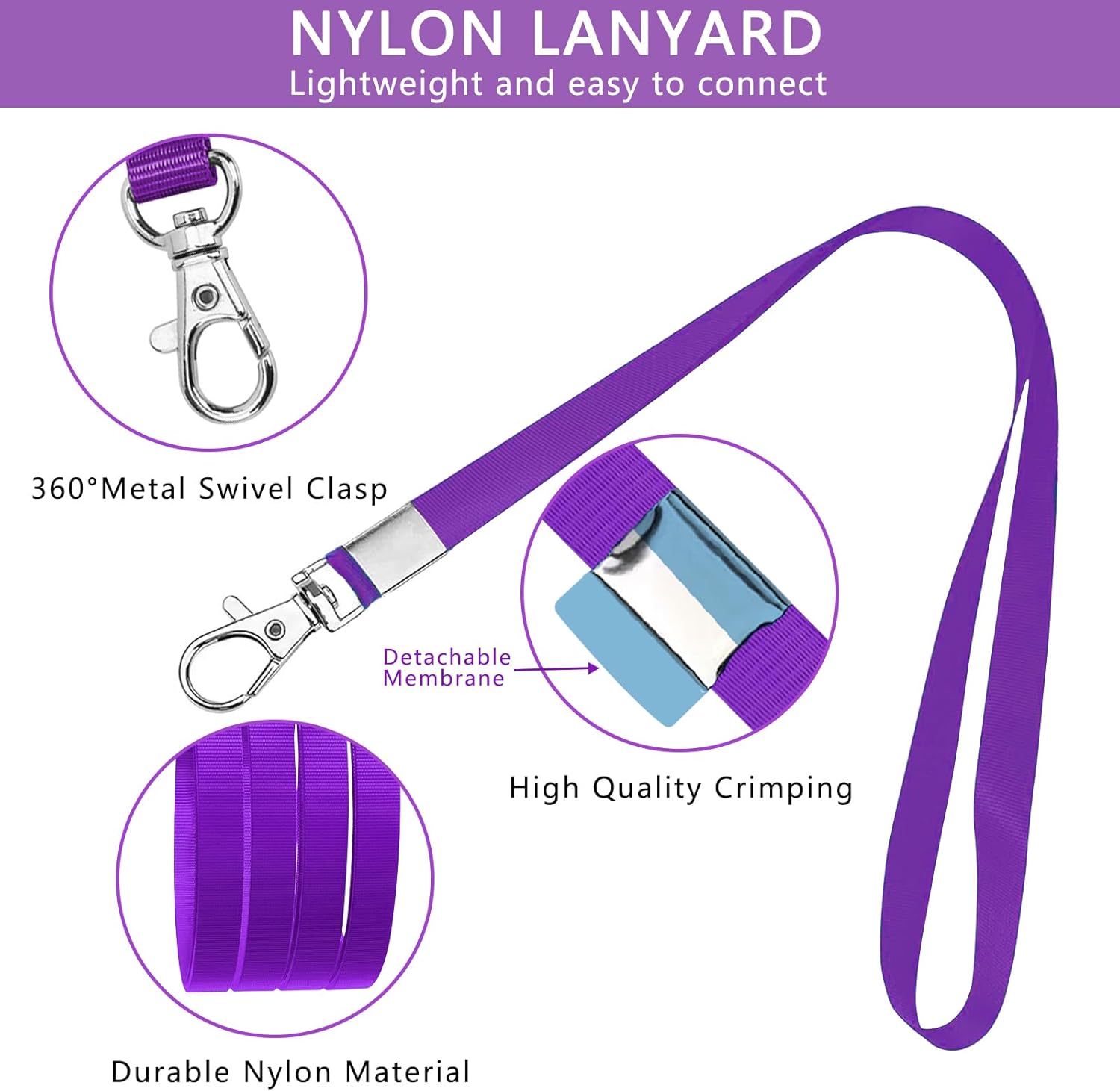 Detalle 2 de XHDA Purple 10PCS Lanyards with Card Holders and ID Card PVC Wallets