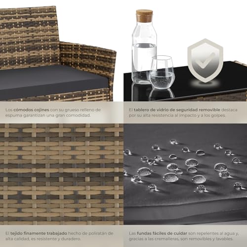 Thumbnail 4 de tectake Conjunto Jardín Ratán 4