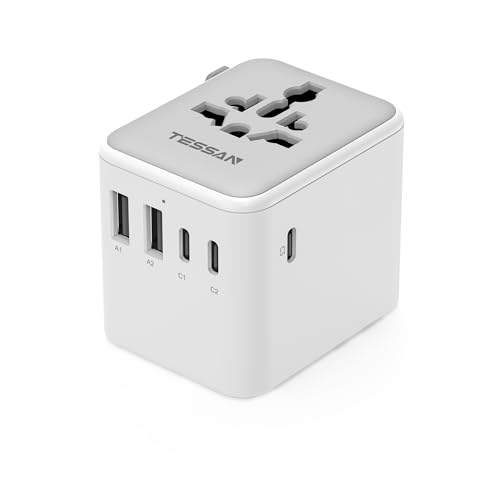 Detalle de TESSAN Adaptateur universel de voyage, 3 USB-C, 2 USB-A et 28 W
