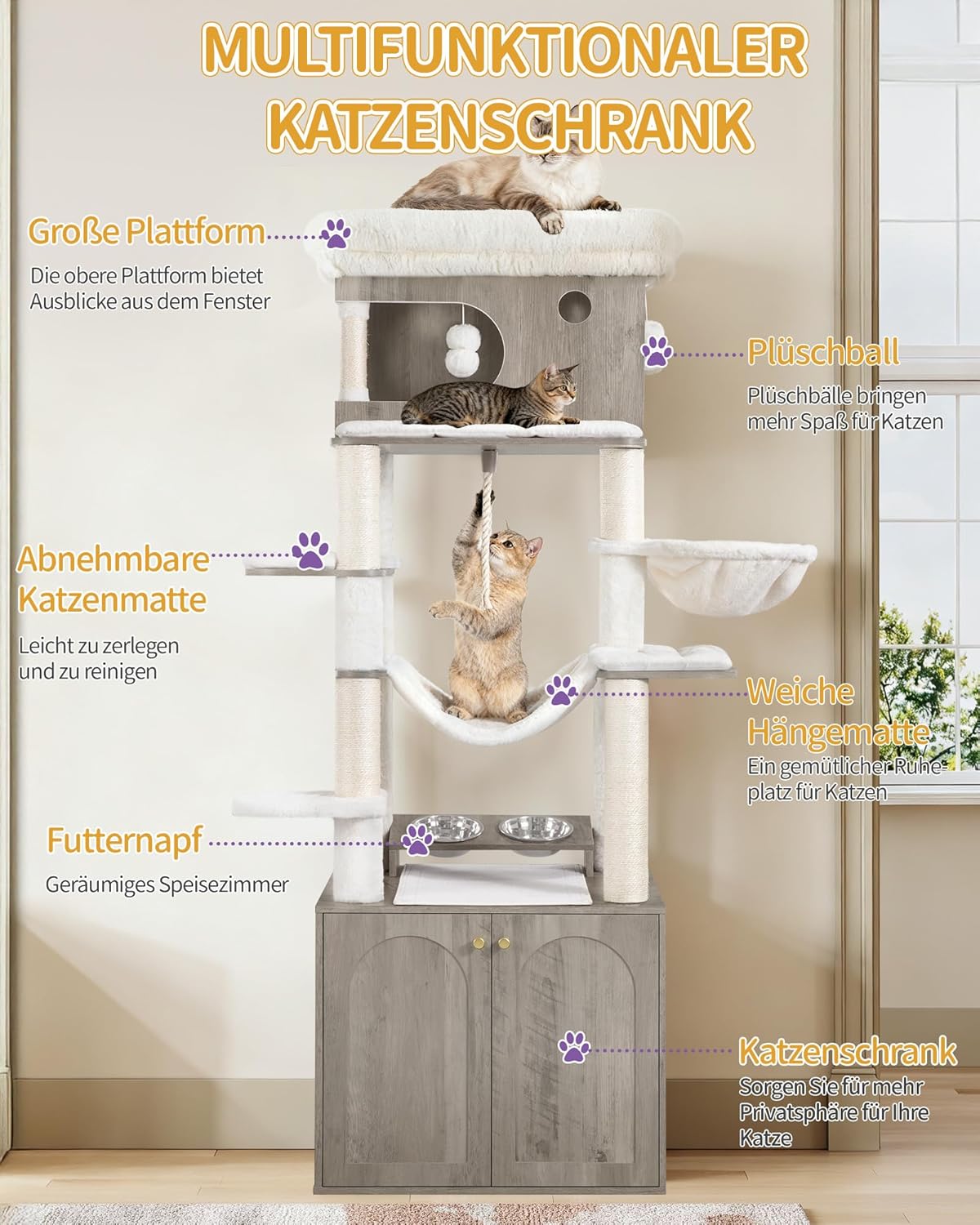 Thumbnail 3 de Hzuaneri Kratzbaum CB89105WT 176 cm