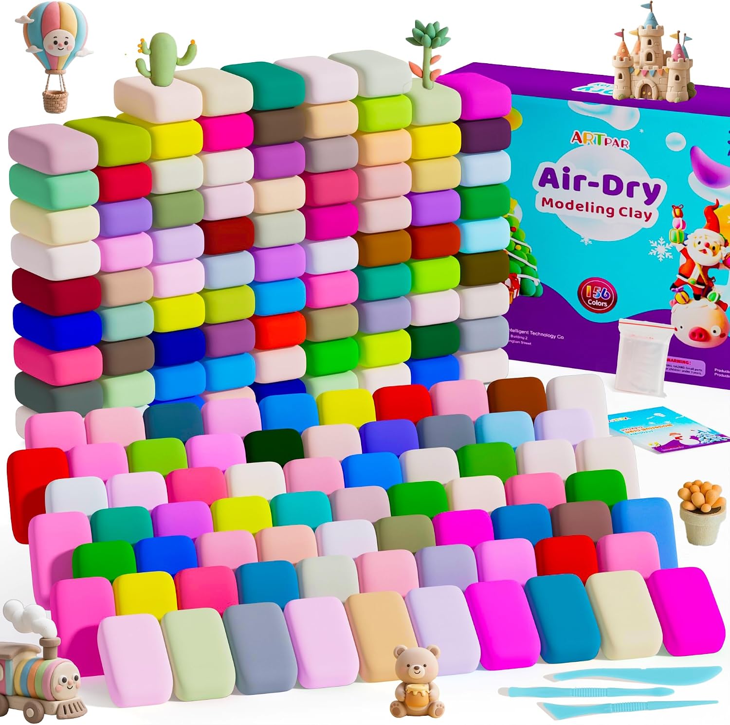 Detalle de ARTPAR Air Dry Clay 156-color bulk kit 🎨