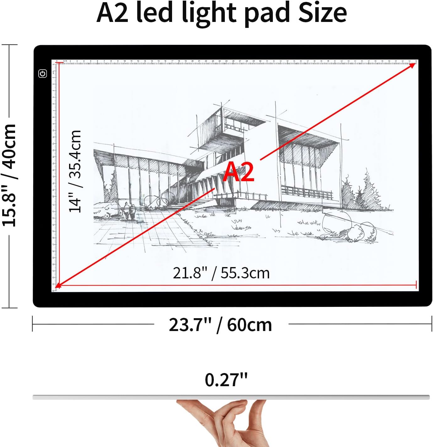 Detalle de Zocelight A2 Light Pad, 7mm LED Drawing Board with Adjustable Brightness