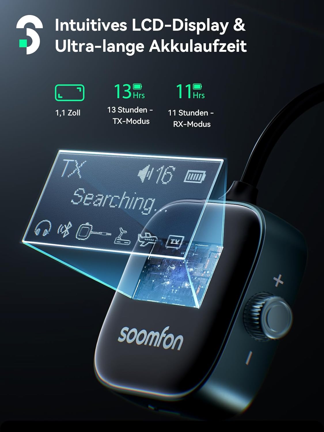 Detalle 2 de SOOMFON 2-in-1 Bluetooth-Adapter 1,1 Zoll