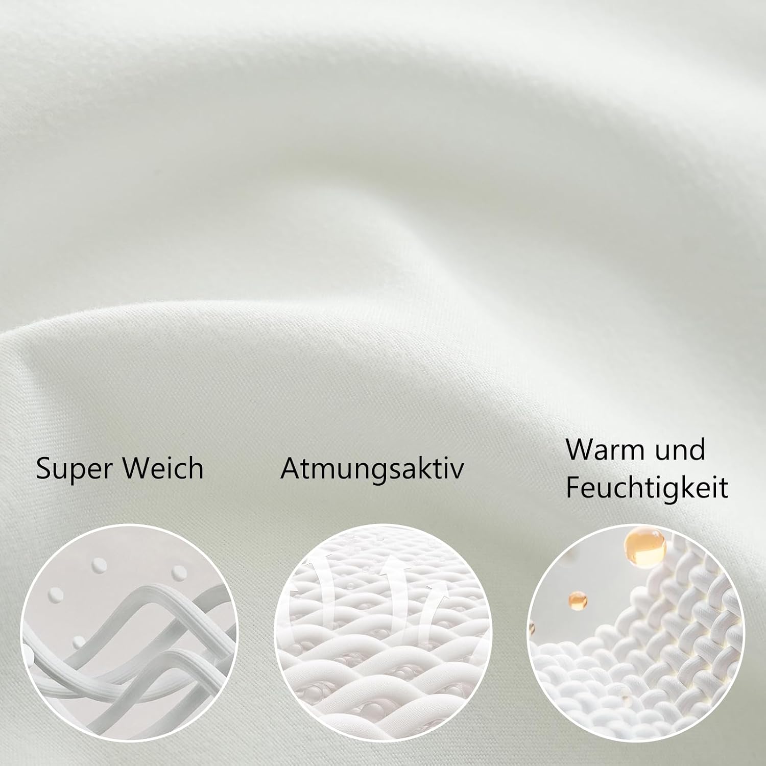 Detalle 2 de AYSW Bettwäsche gebürstet Microfaser 1 Bettbezug 155x220 cm + 1 Kopfkissenbezug 80x80 cm, weiß