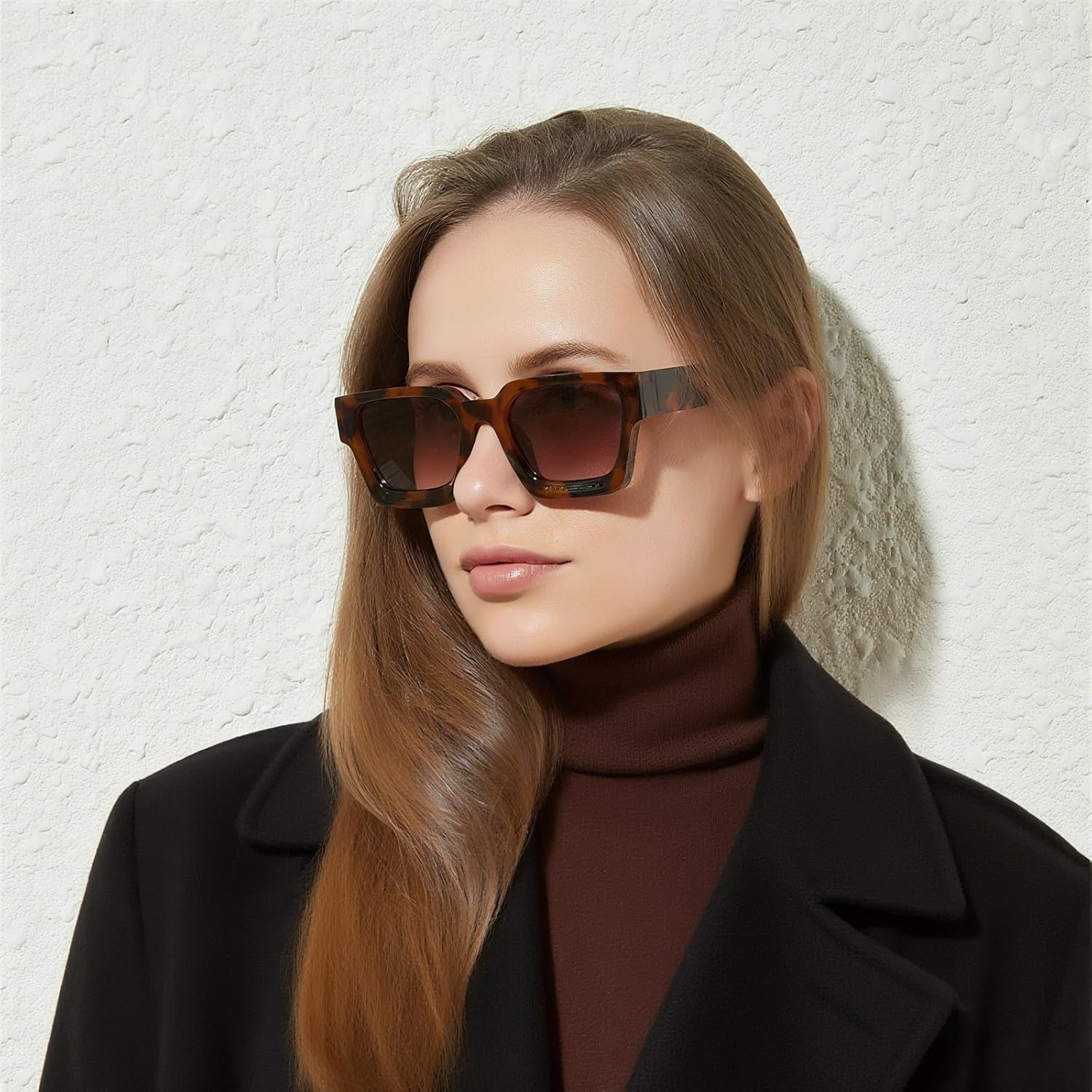 Thumbnail 4 de ASYHV Vintage rechteckige Sonnenbrille mit UV400-Schutz (PC-Gestell, UV400) für Damen & Herren