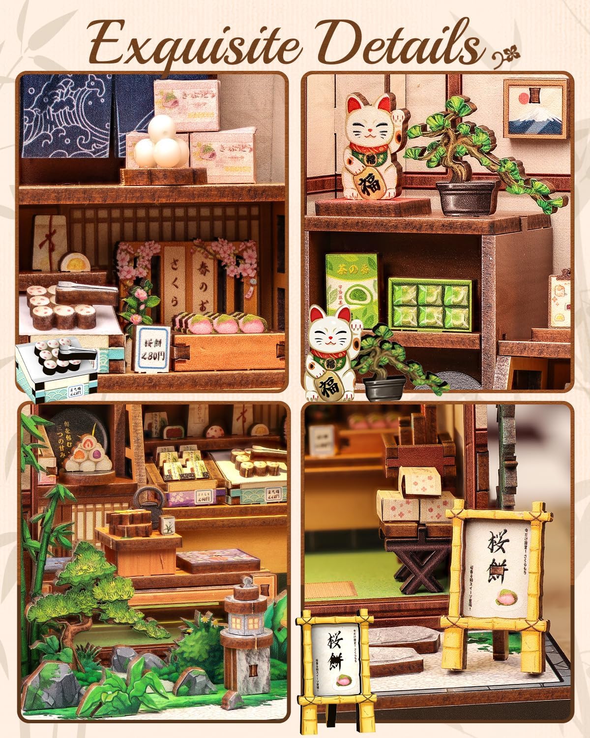 Thumbnail 5 de Cutefun Book Nook DIY: kit “negozio di dolci giapponese” con luci LED, 227 pezzi