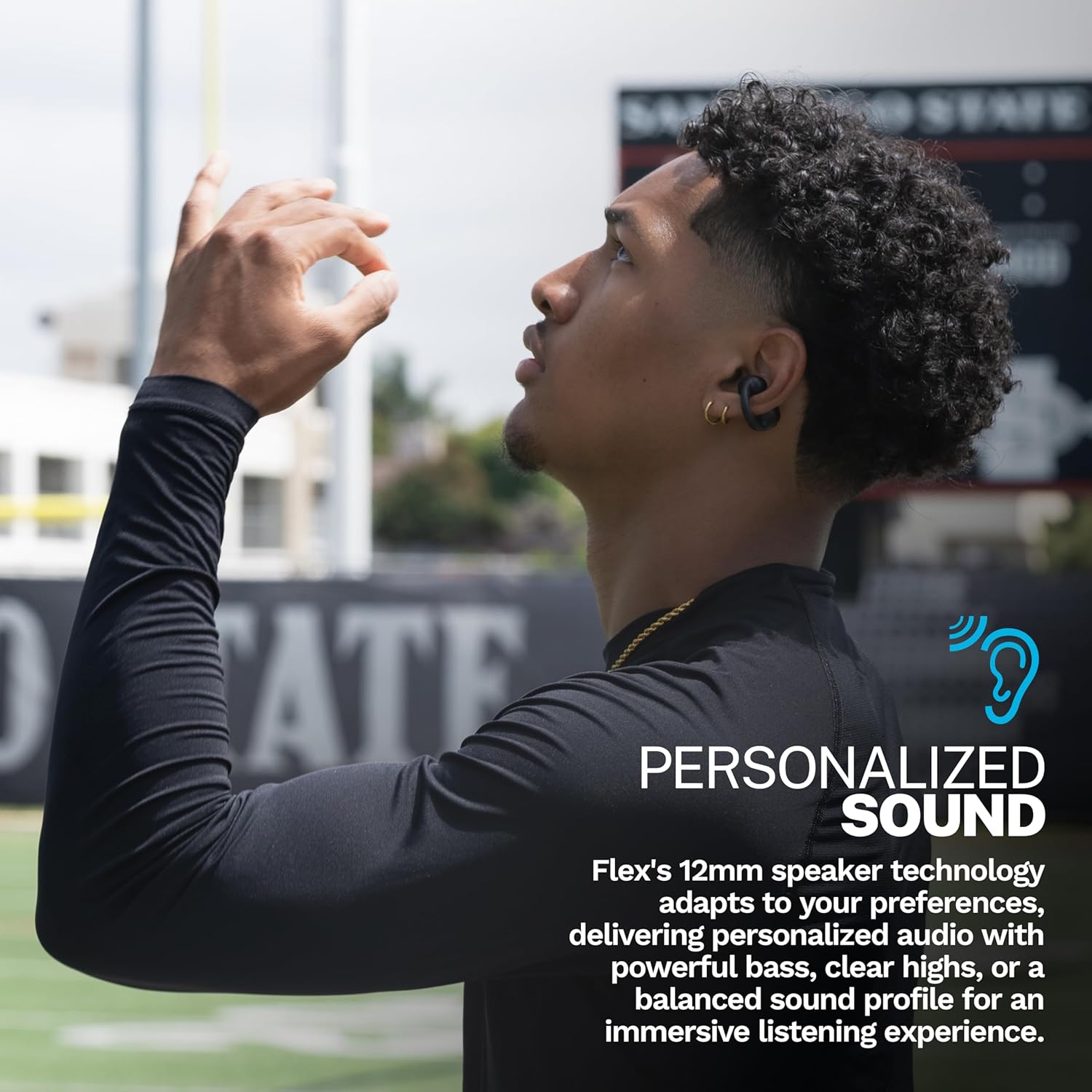 Thumbnail 2 de JLab Flex casque à oreille ouverte (écouteurs ouverts) avec Bluetooth multipoint, micro et personnalisation via application — Noir