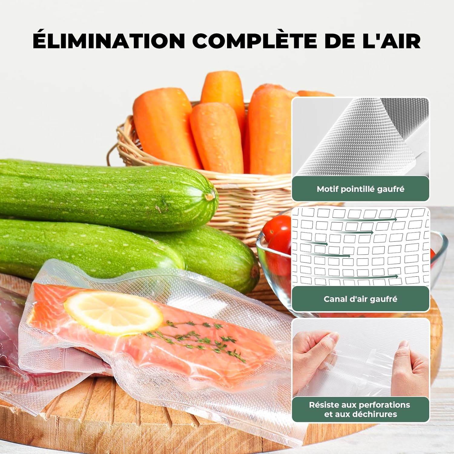 Thumbnail 2 de Rouleau Sous Vide Alimentaire 10 rouleaux sans BPA (5x 28x300 cm + 5x 20x300 cm) pour machine sous vide