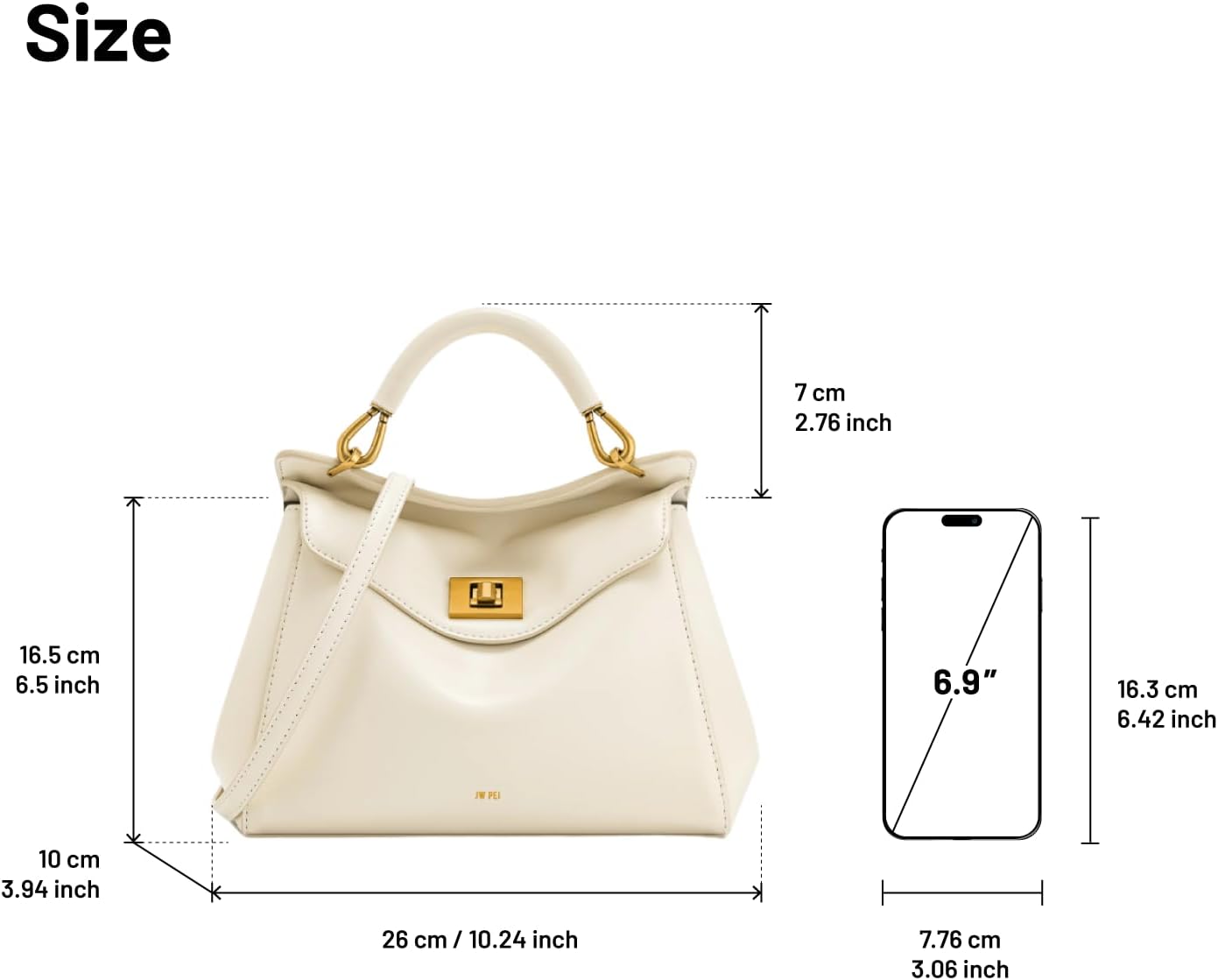 Thumbnail 3 de JW PEI Lucia borsa a mano da donna in pelle vegana con tracolla regolabile