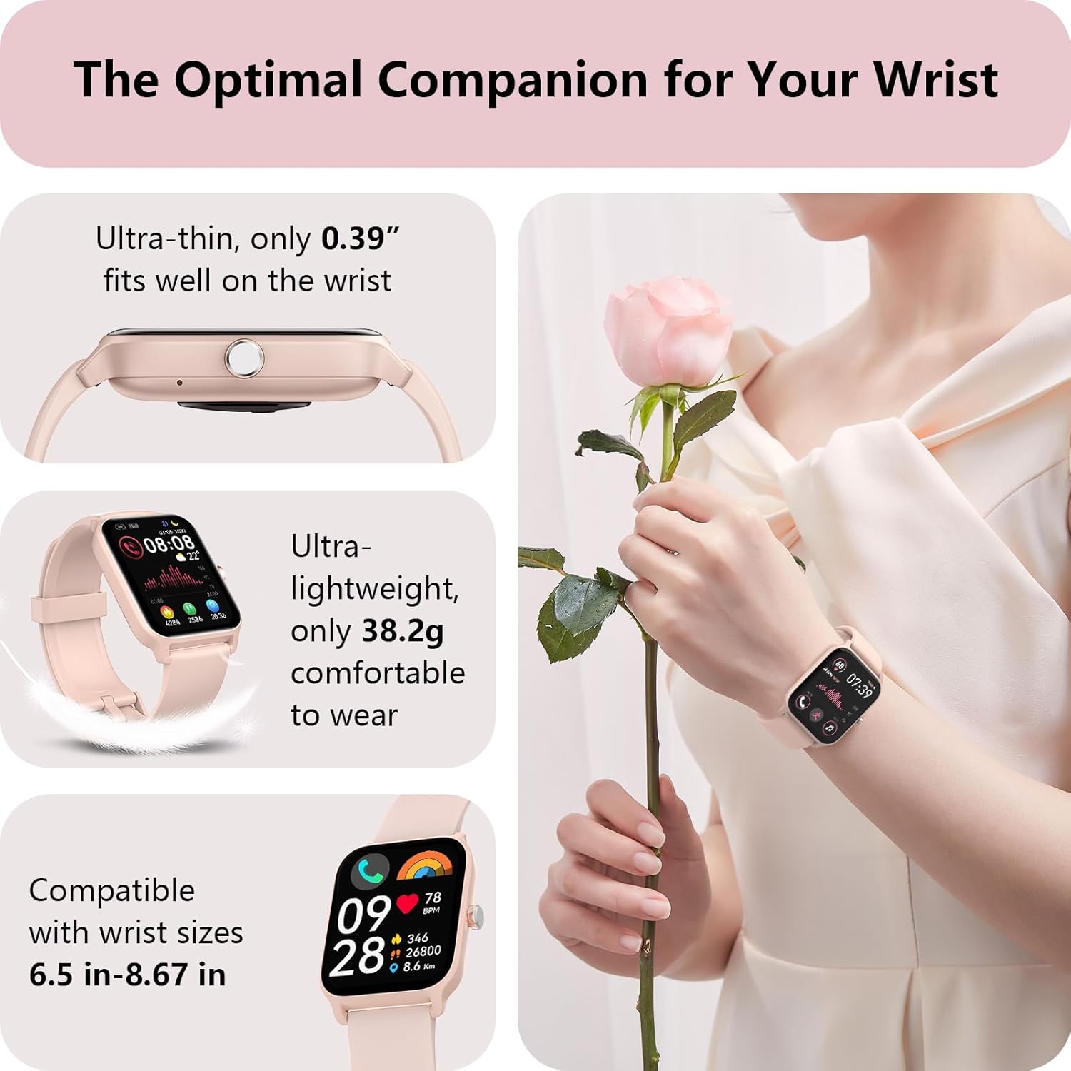 Detalle 2 de Yoever Smartwatch for Women with Alexa Built-in and Bluetooth Calling