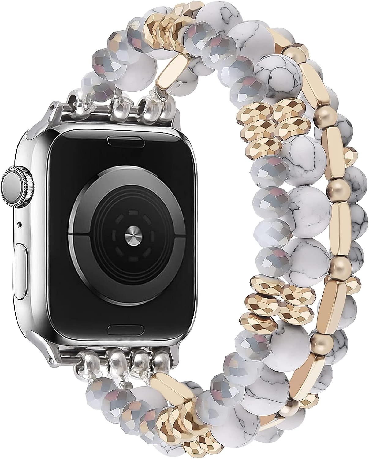 Detalle 1 de VISOOM Beaded Apple Watch Band, Natural Stone and Crystal, 38–42mm