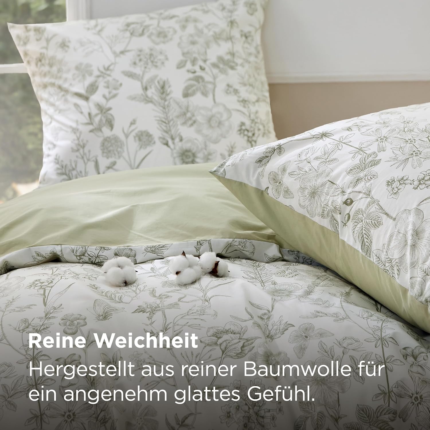 Detalle de BEDSURE Bettwäsche 135x200 cm, 4-teilig – Baumwolle, 2 Bettbezüge + 2 Kissenbezüge, Wendepailletten-Design mit Reißverschluss