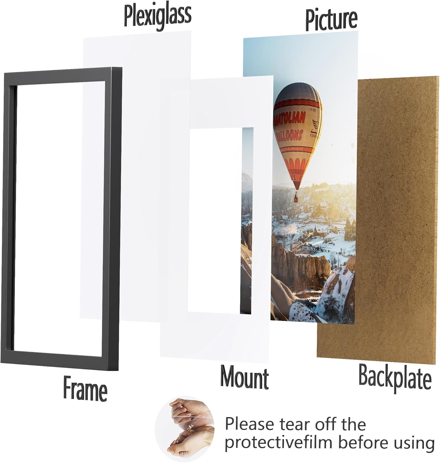 Thumbnail 1 de Tinkeps A2 Black Picture Frame – Engineered Wood with Plexiglass and A3 Mount