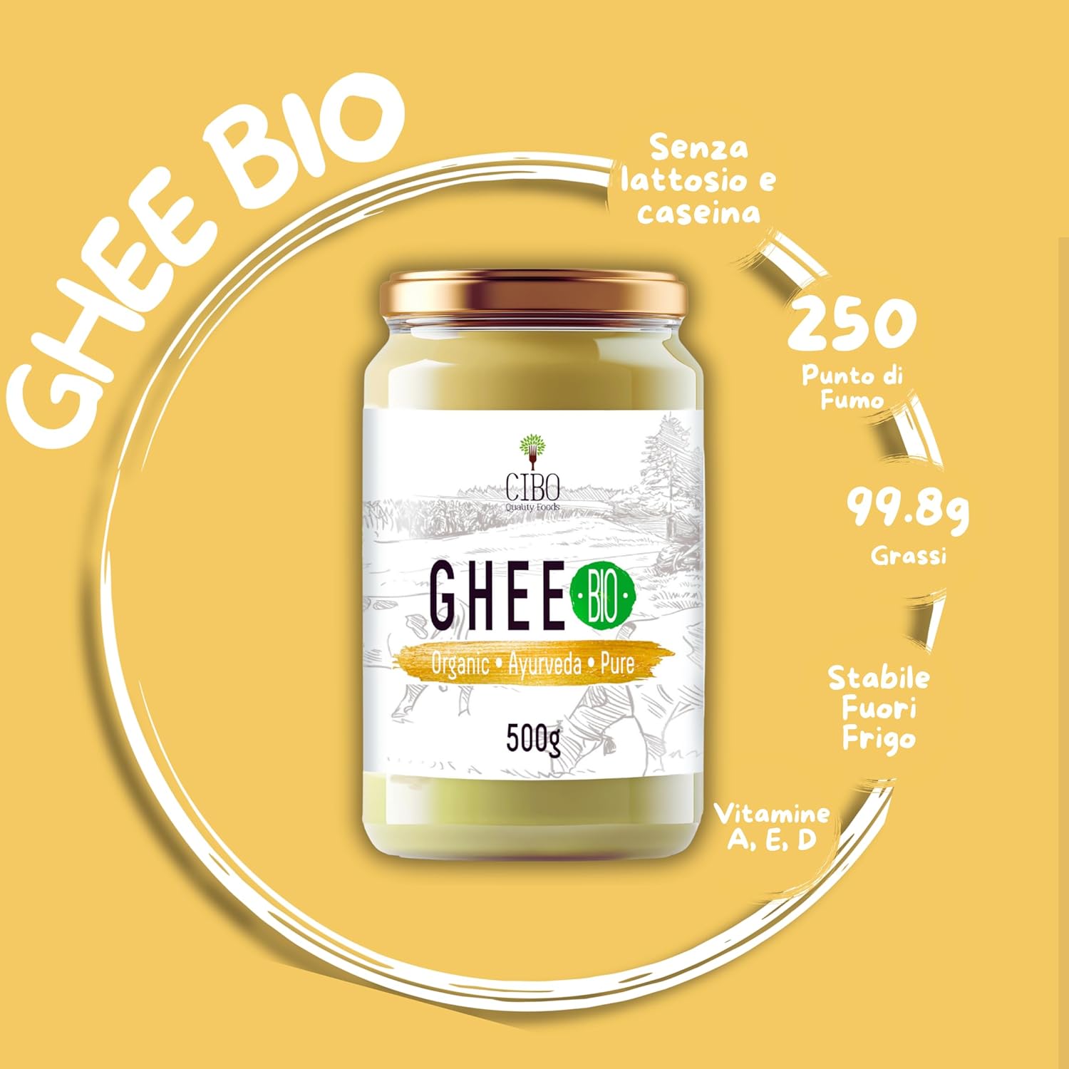 Thumbnail 3 de Cibo Burro Ghee Biologico 500g: latte di Parma e Reggio Emilia, alta temperatura e digeribilità
