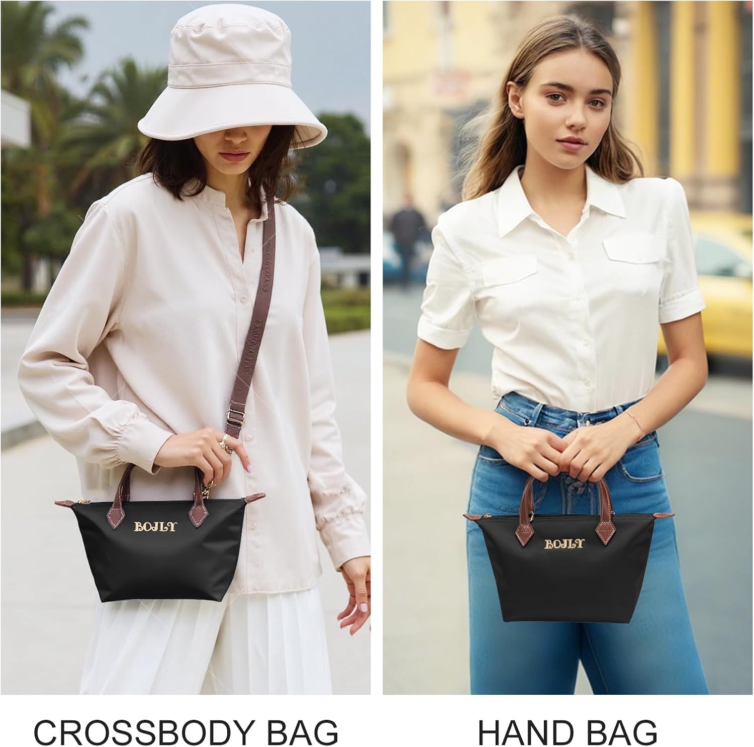 Detalle de BOJLY Women's Crossbody Bag with Adjustable Shoulder Strap: Water-Repellent, Lightweight Nylon Everyday Bag