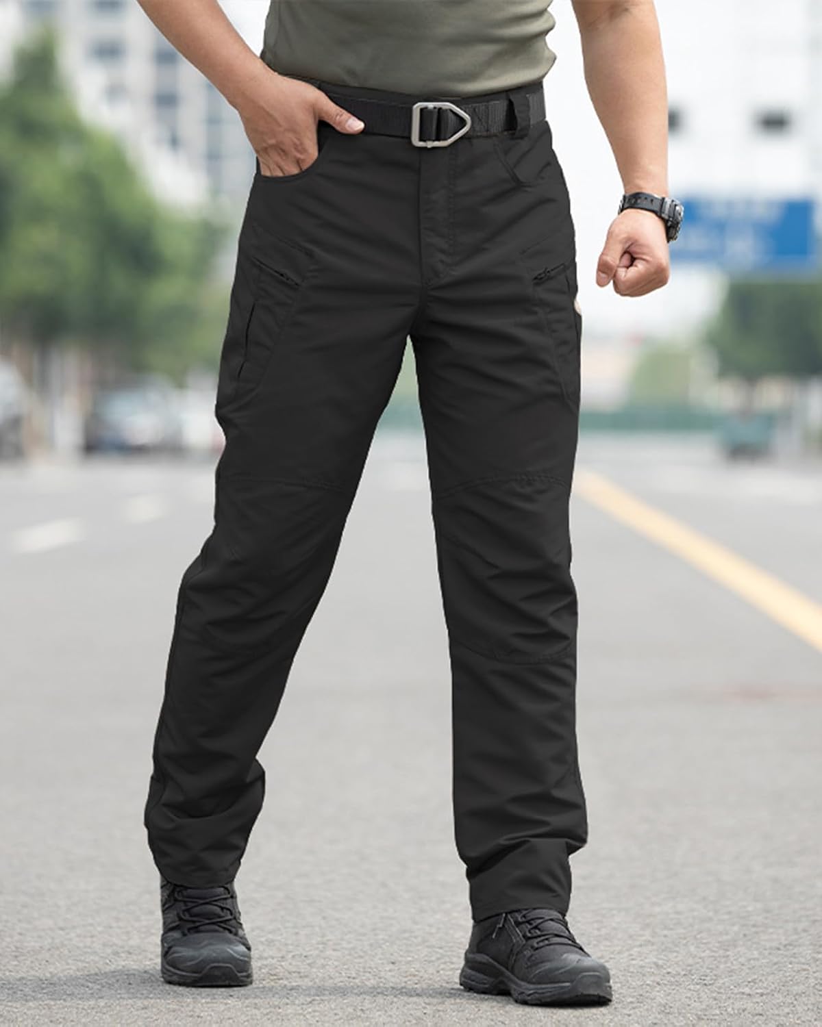 Detalle de Tooprvix Men's Tactical Cargo Pants, Stretch Ripstop, Water-Resistant, 6 Pockets