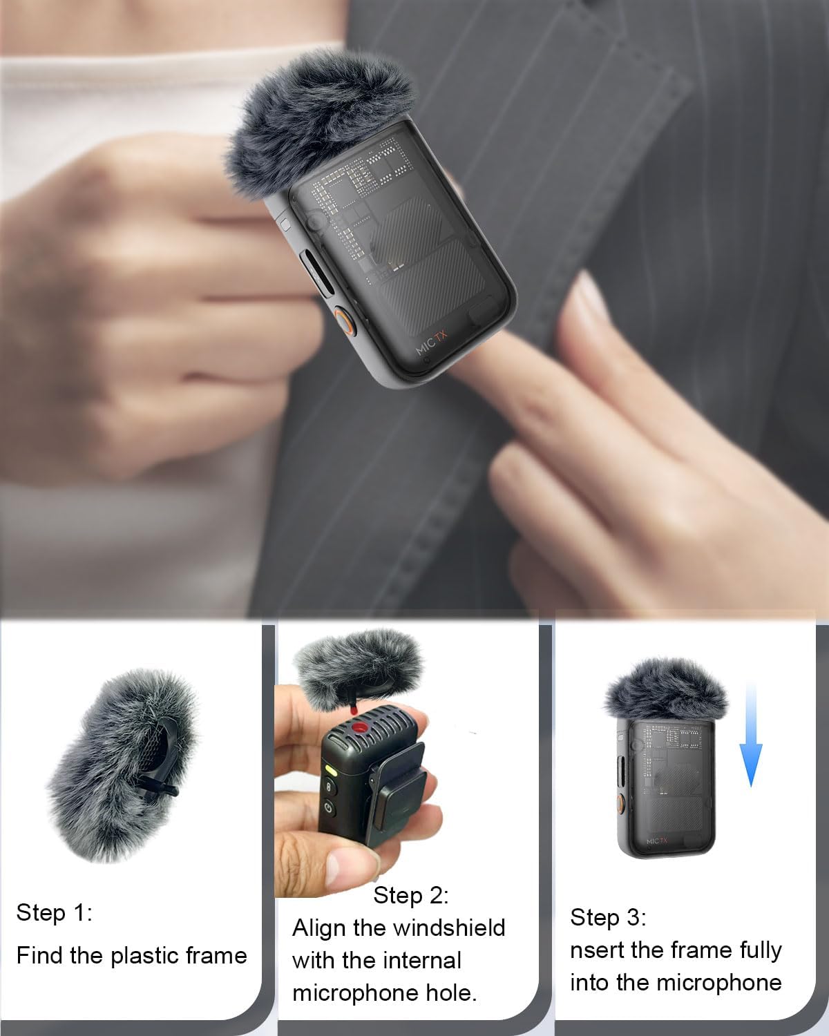 Detalle 1 de SEYUGOPTI Furry Microphone Windscreen for DJI Mic 2