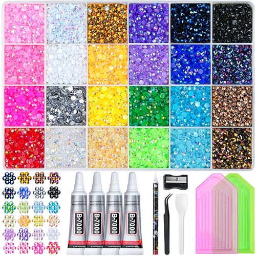 Detalle de LOTWOW 35000 Pcs Resin Jelly Rhinestones Kit – All-in-One Bedazzling Set for DIY Arts & Crafts