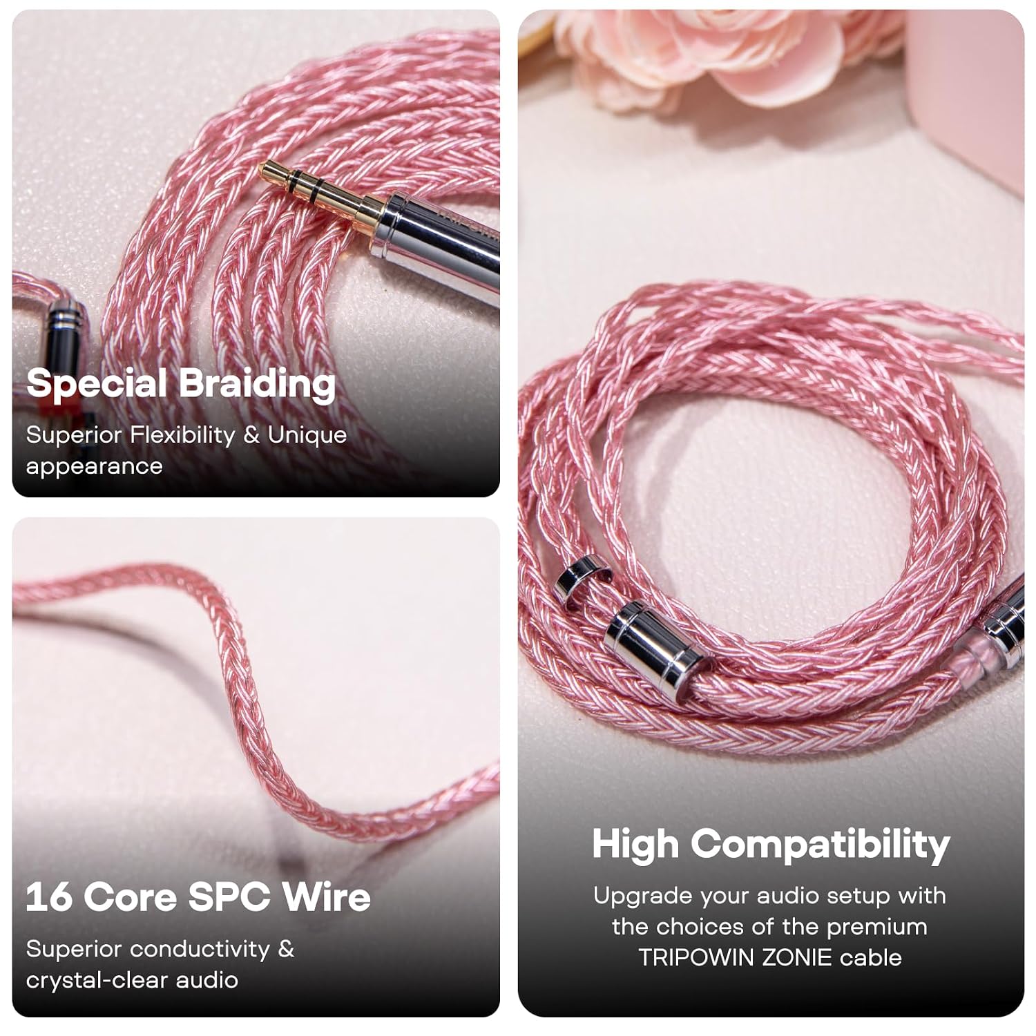 Thumbnail 2 de Tripowin Zonie IEM: cavo 16 core placcato argento SPC (2pin 0,78 mm, 3,5 mm) 1,25 m per auricolari in-ear