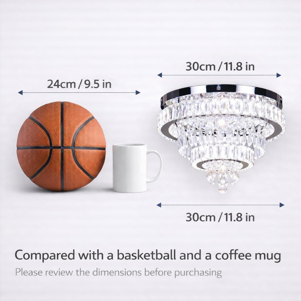Detalle 2 de Finktonglan CL300-V 11.8-Inch Crystal LED Flush-Mount Ceiling Light with Remote
