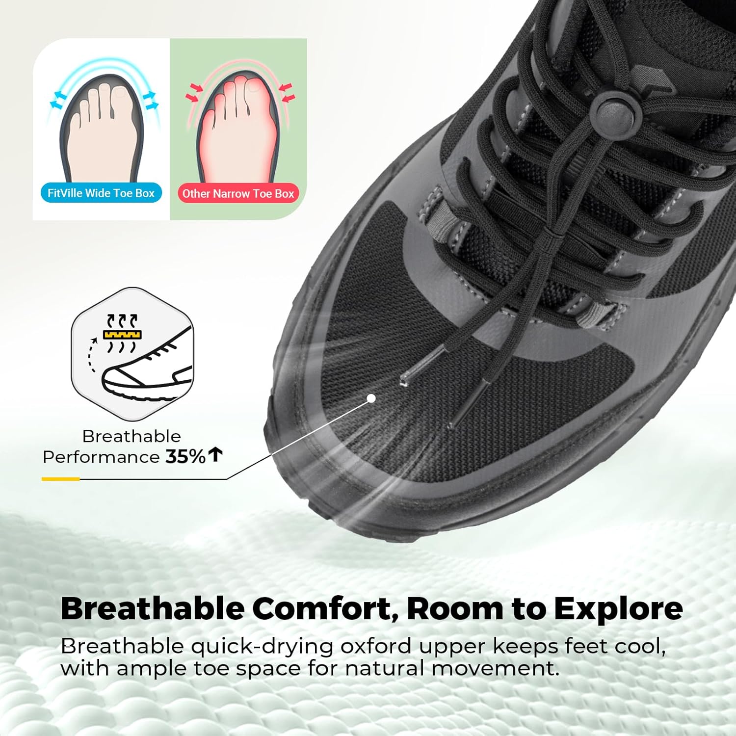 Thumbnail 5 de FitVille Extra Larges Chaussures Basses de Randonnée Homme – baskets de trekking antidérapantes et respirantes