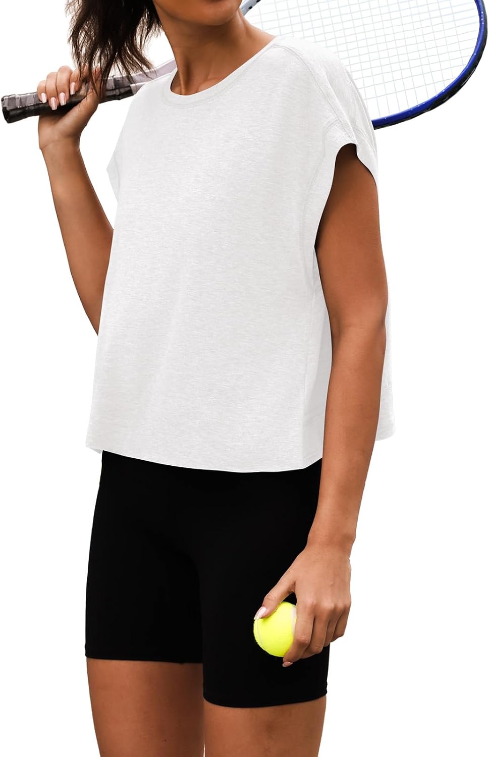 Detalle de 3rd hill Women Open Back Workout Shirt – Short Sleeve Crop Tee