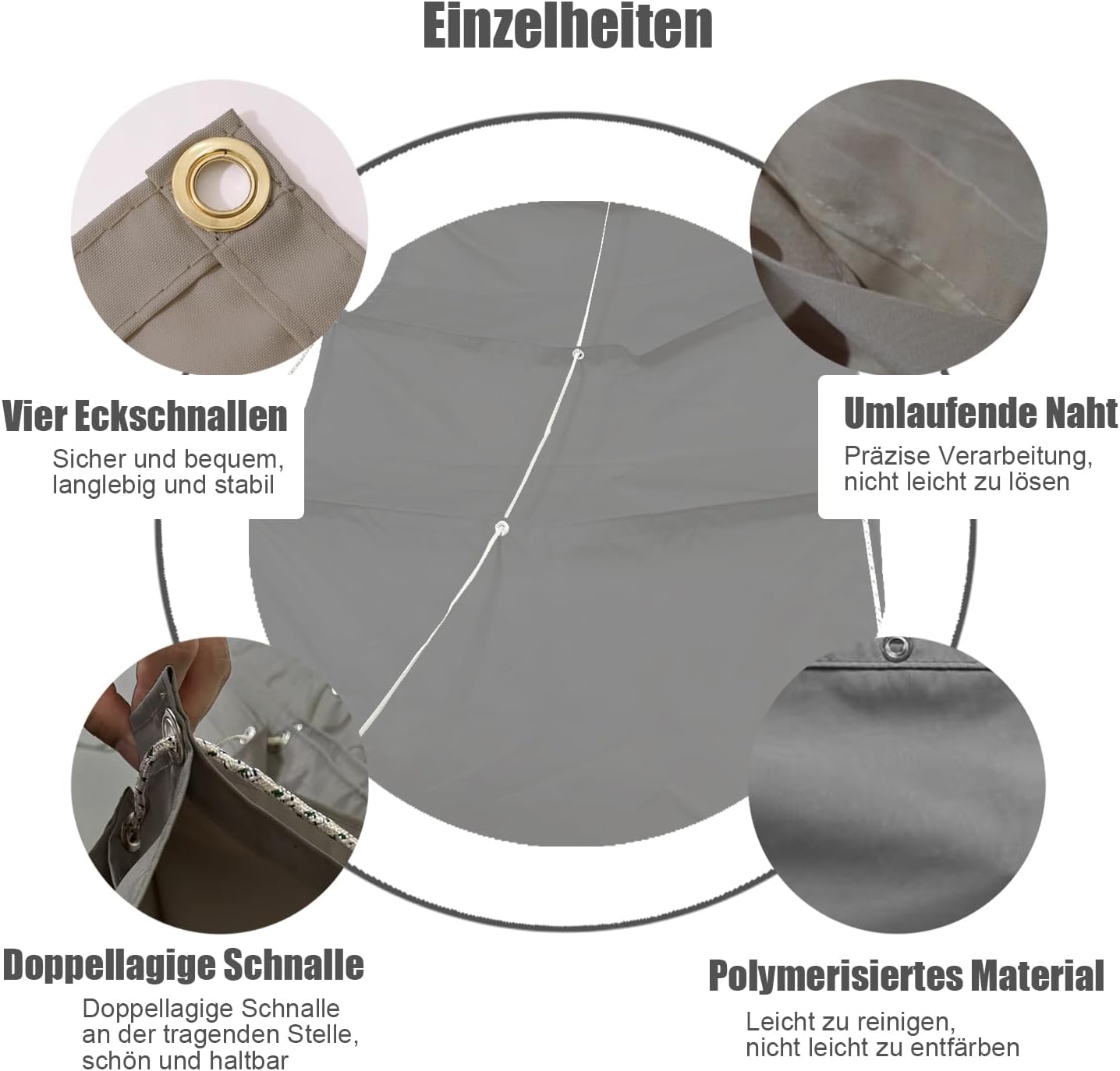 Detalle de Einziehbares Wellen-Sonnenschutzdach 0,9 × 3,5 m Grau – verstellbar, wetterfest und individuell gestaltbar