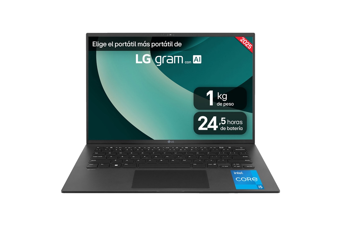 Detalle de Portátil LG gram 14ZD90RU-G: 14" con Core i5, 8 GB RAM, 256 GB SSD y apenas 999 g de peso
