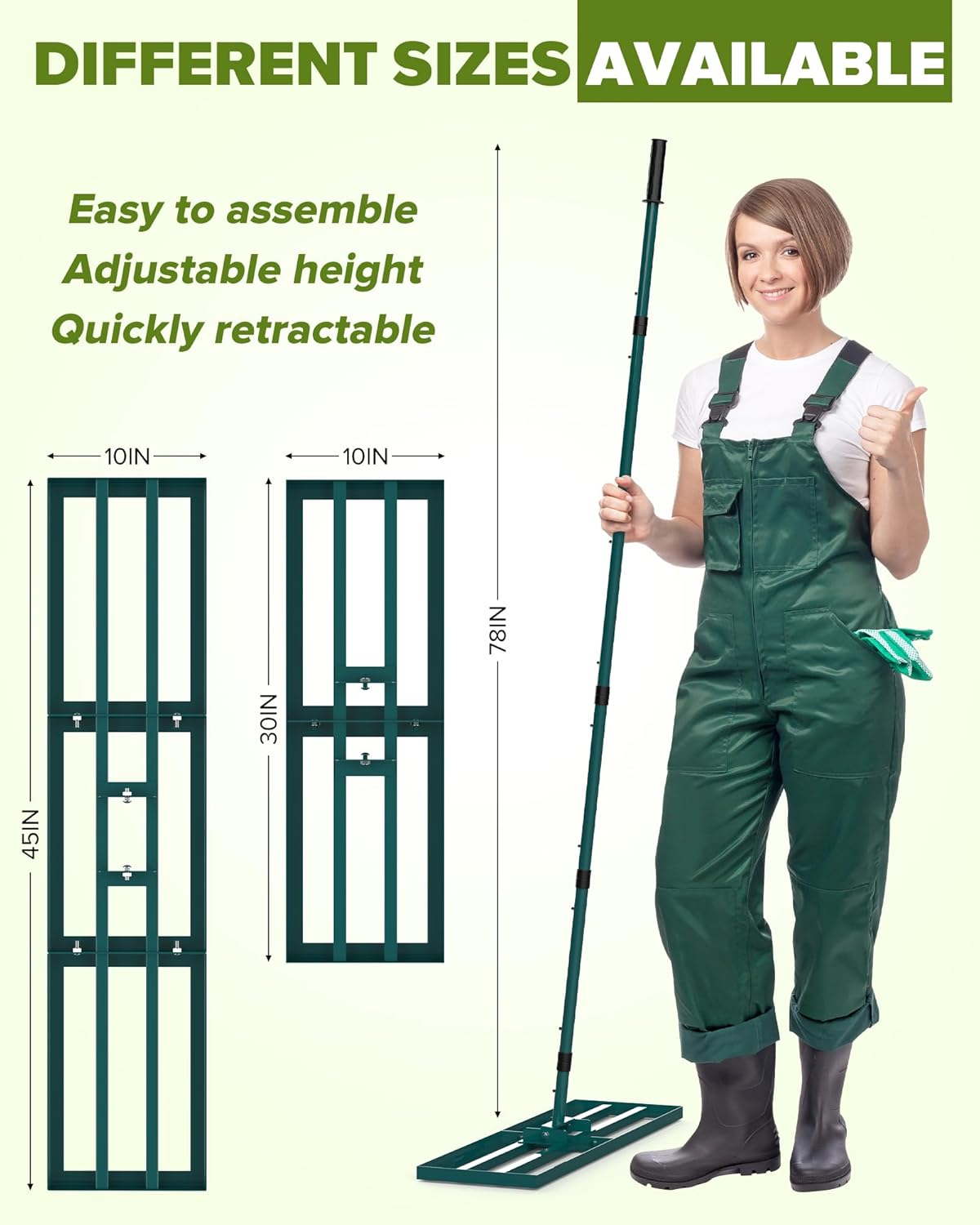 Detalle de Lawn Leveling Rake with 78" handle – 30" x 10" Levelawn leveller for gardens and sports ground