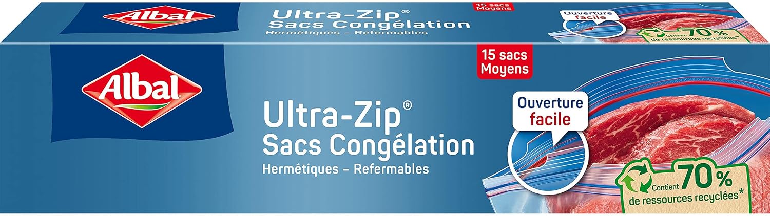 Detalle de Albal 217073 Ultra-Zip – średnie woreczki do zamrażania 3 l, 15 szt.