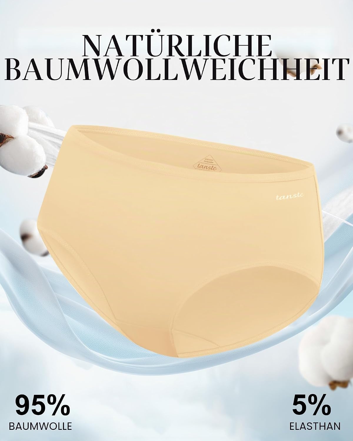 Detalle 2 de TANSTC Damen Hipster Slips im 6er-Pack aus Baumwolle – atmungsaktiv, niedrig sitzend & mit Stretch