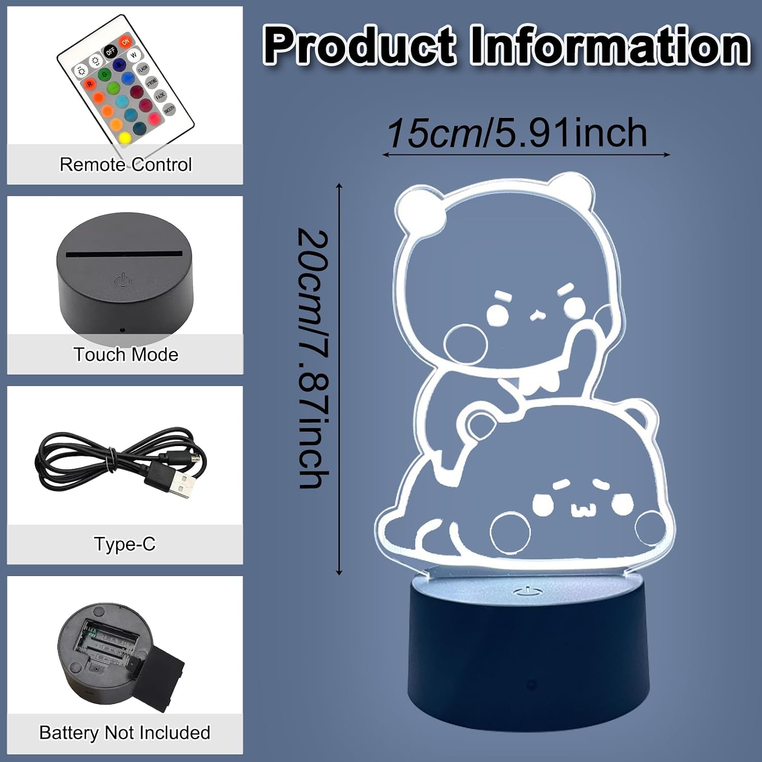 Detalle 2 de Scyagolila Bear-Shaped 3D Night Light