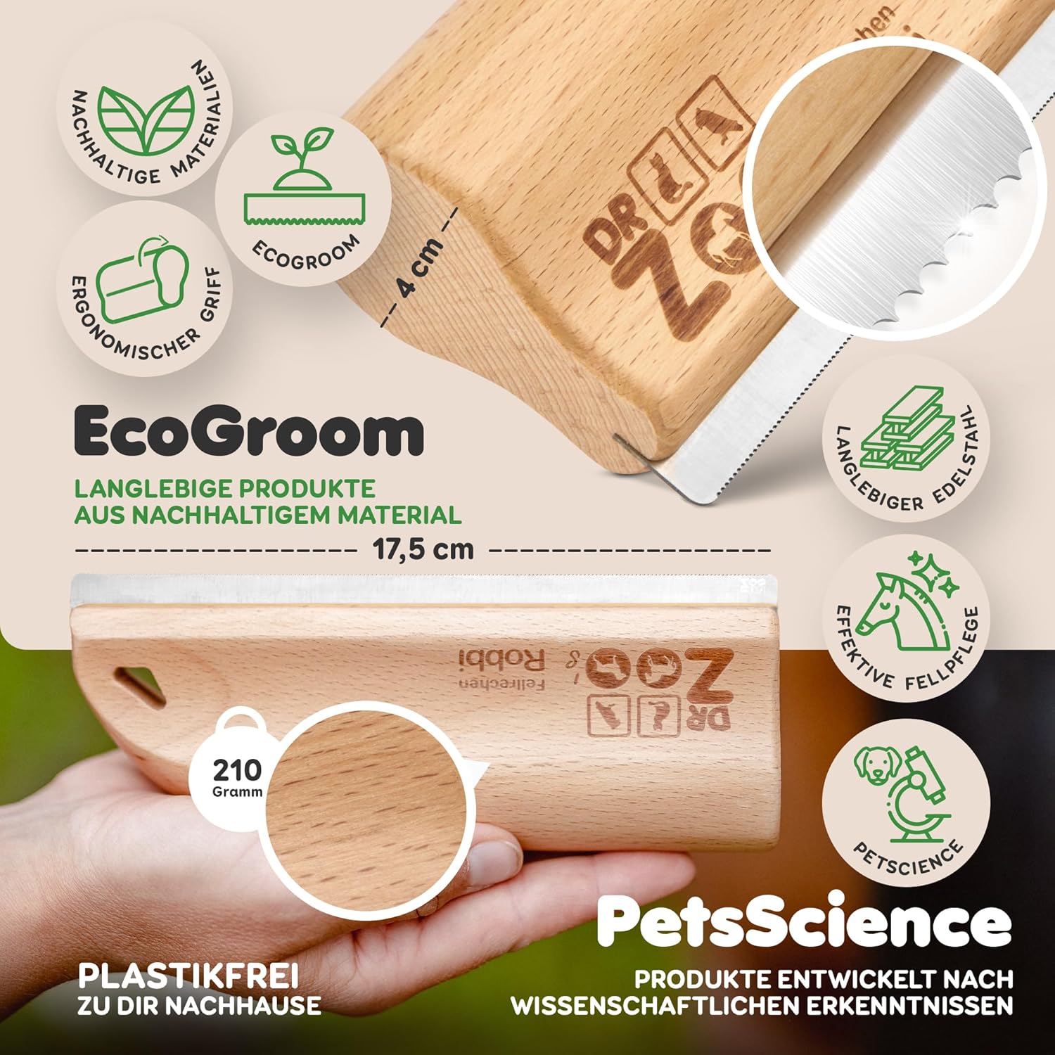 Thumbnail 5 de DR Zoo Pferdestriegel Robbi Edelstahl