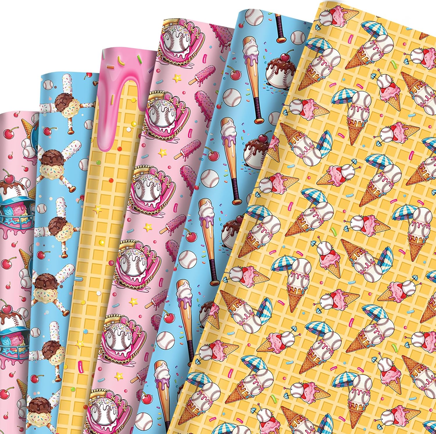 Thumbnail 2 de 12 Pcs Happy Birthday Wrapping Paper Sheets – Kraft, 50x69 cm, Recyclable & Loose-Leaf Gift Wrap (6 designs)