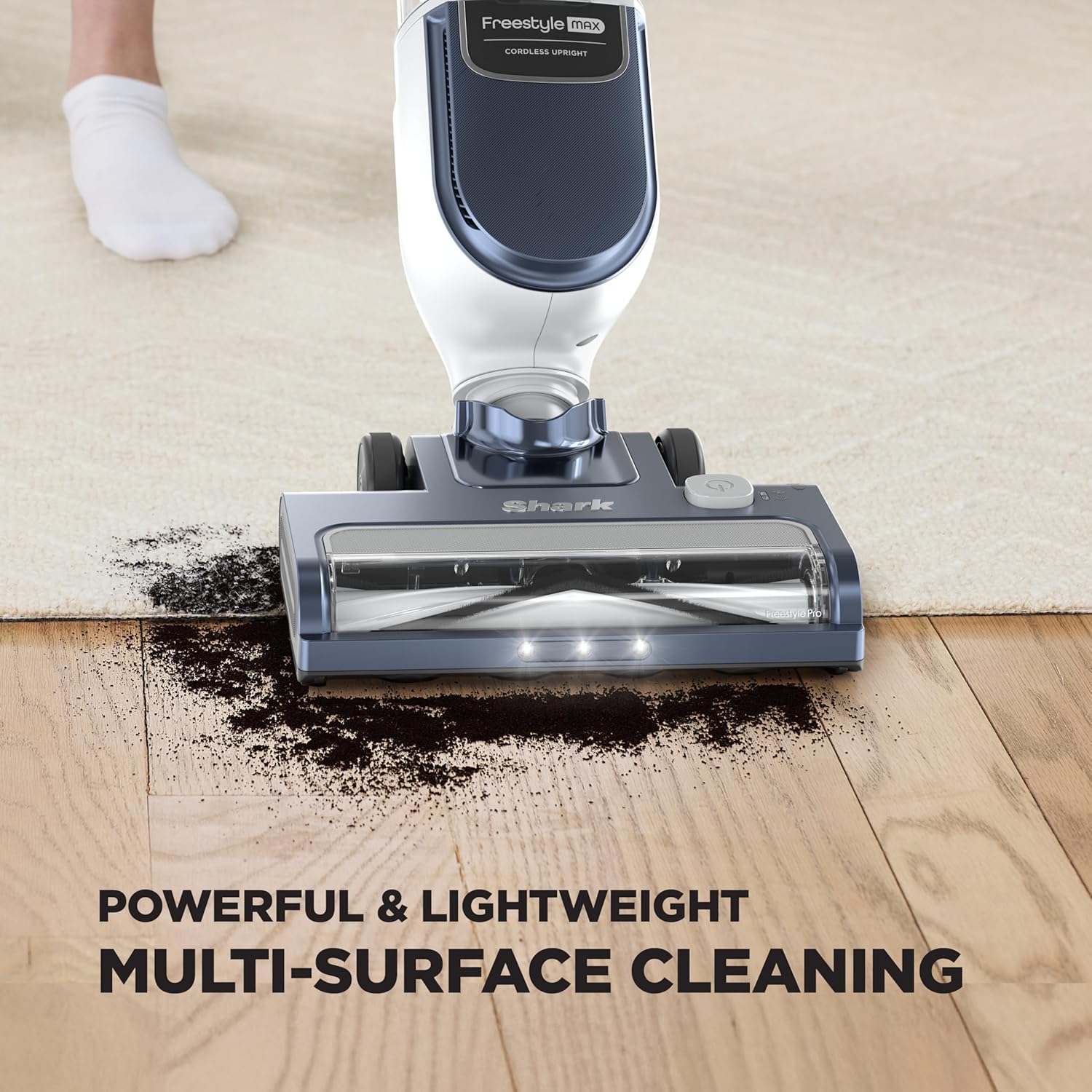 Detalle de Shark Freestyle Max Cordless Upright Vacuum SV2002 (Nordic Blue) — Lightweight Multi-Surface Cleaner