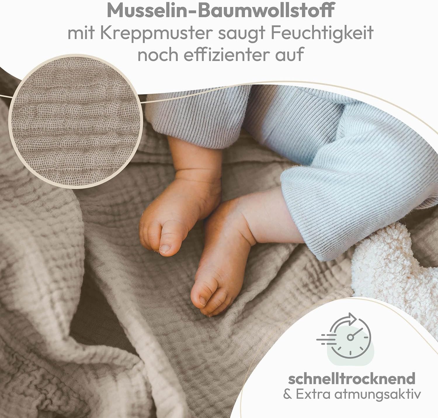 Thumbnail 2 de Laleni Spucktücher Baby im 10er Set aus reiner Baumwolle (Musselin) – 70x70, beige