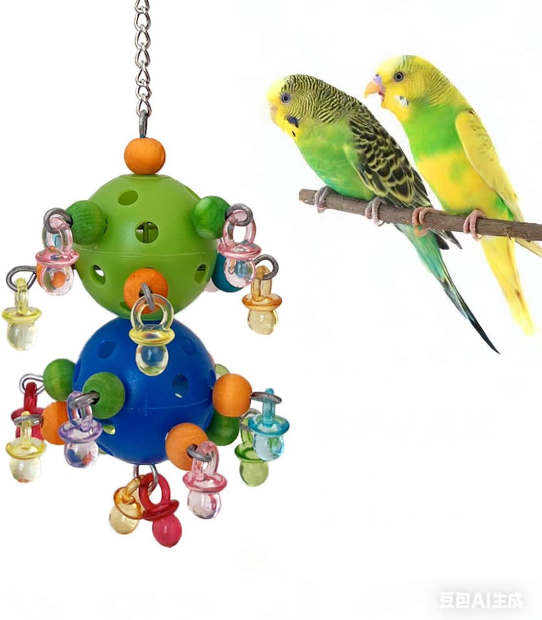 Thumbnail 6 de Didabotak Bird Chewing Toys: Hanging Colorful Plastic Ball Toy for Small to Medium Birds