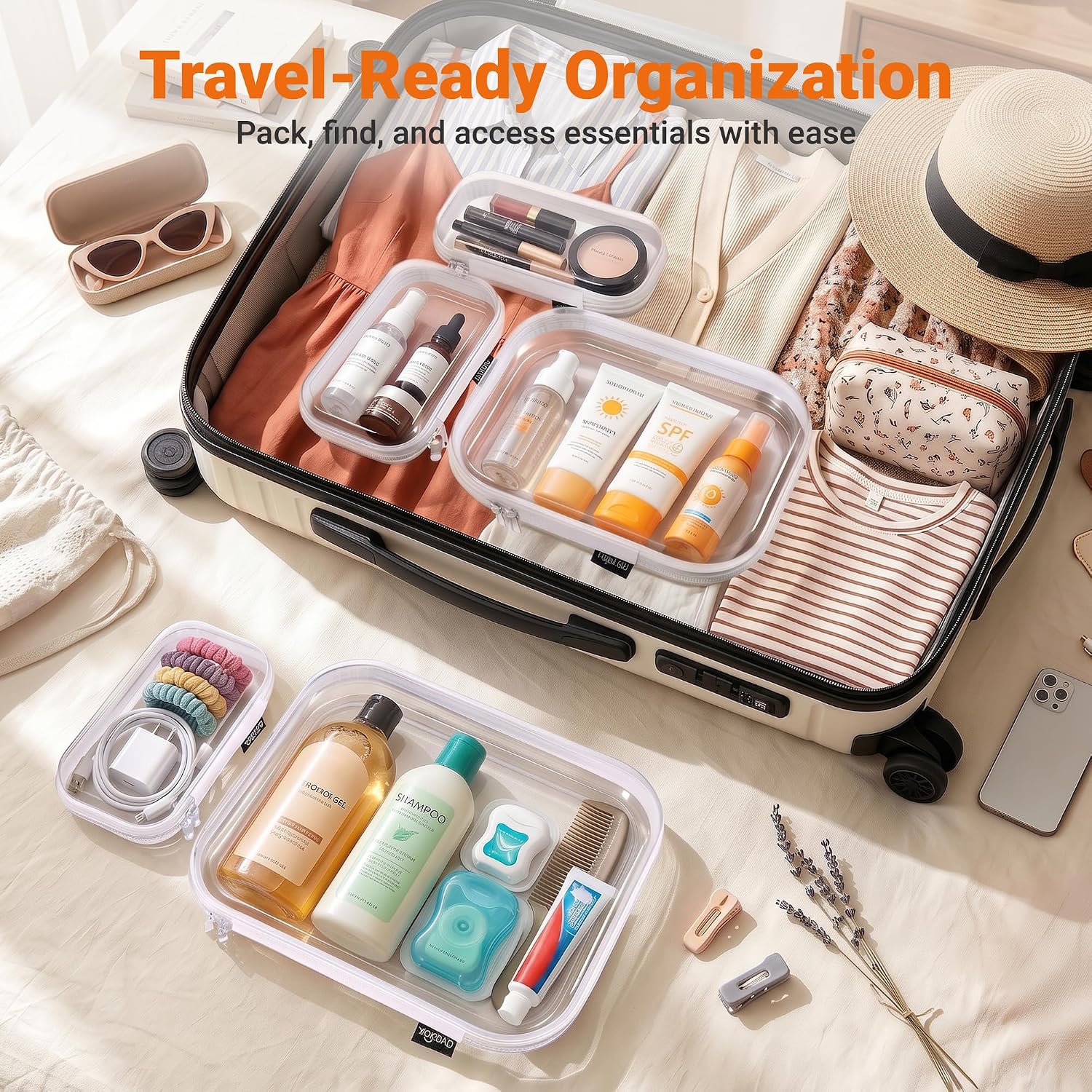 Thumbnail 6 de YQBRAO Clear Hard-Shell Zipper Case Set