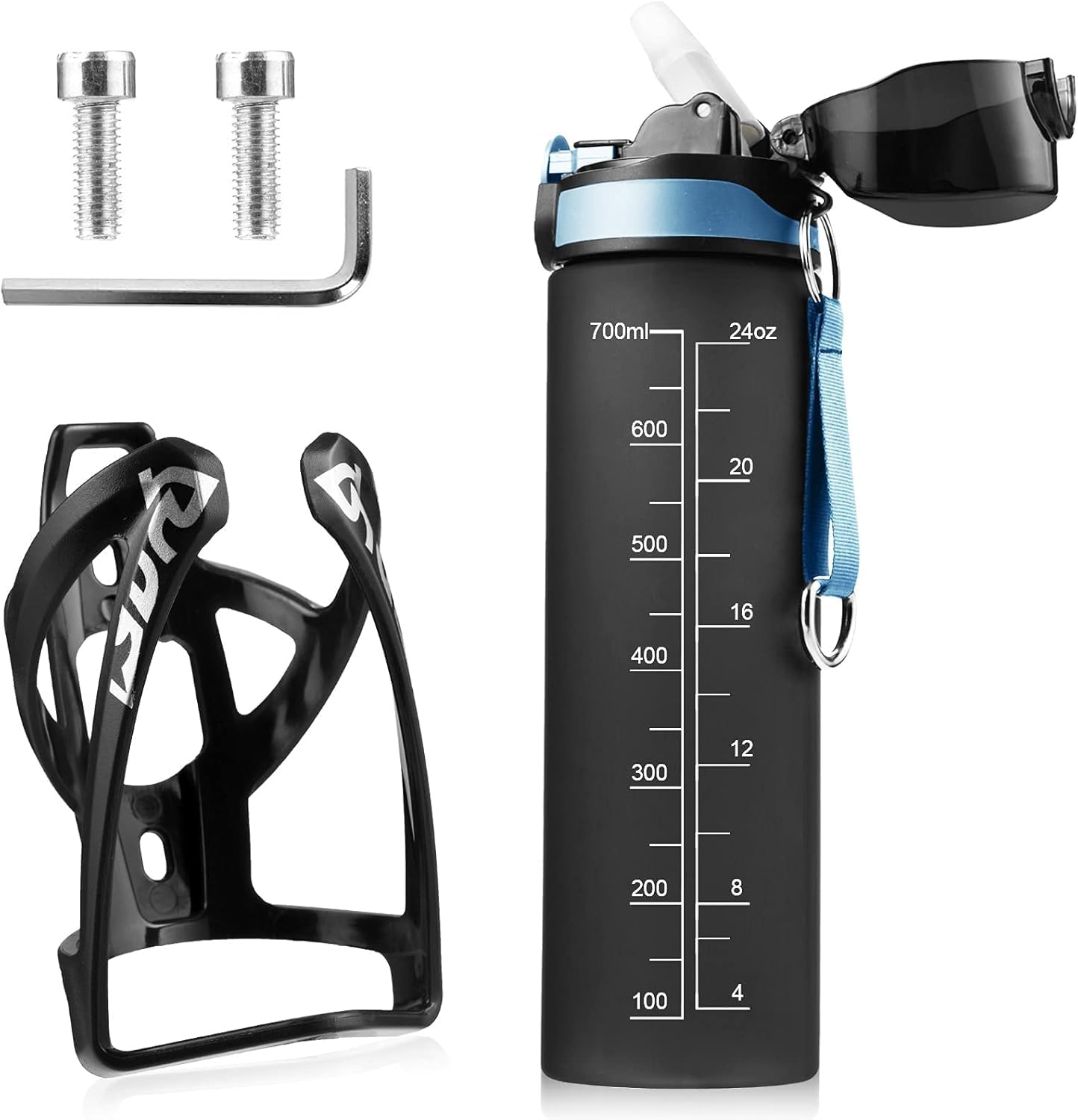 Kapsuen Bike Bottle Holder with 700ml Water Bottle (BPA-free, leak proof) with bottle cage
