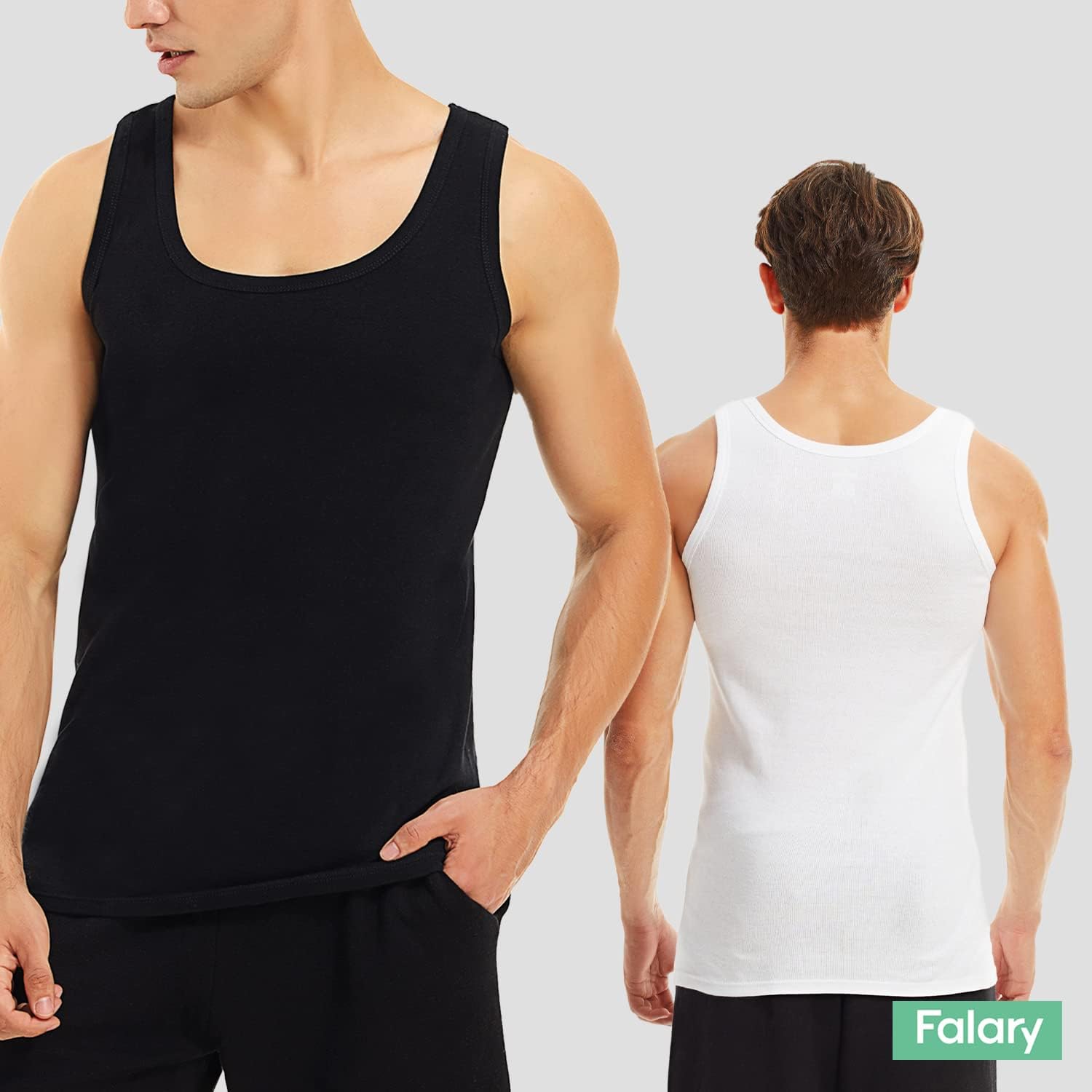 Detalle de FALARY Canottiera Uomo in cotone pettinato – pacco da 3/5, comfort quotidiano