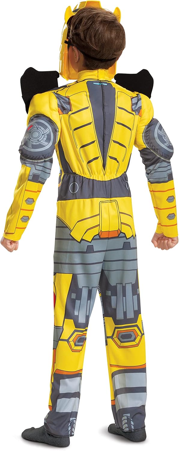 Detalle 2 de Disguise Bumblebee Muscle Costume for Kids, Large (10–12), Padded Jumpsuit