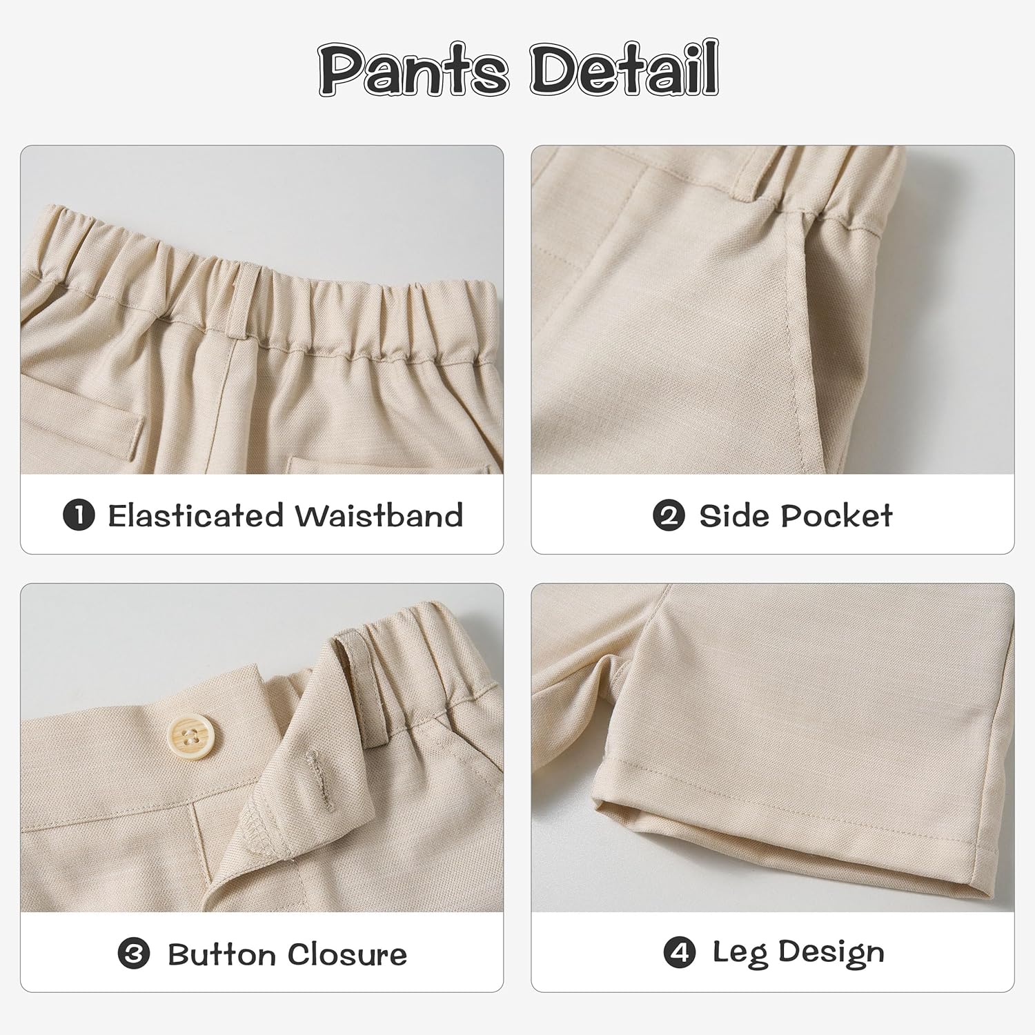 Thumbnail 5 de Volunboy Bébé Garçon – Ensemble costume 4 pièces pour mariage d’été (chemise courte, gilet, corbata amovible, short)