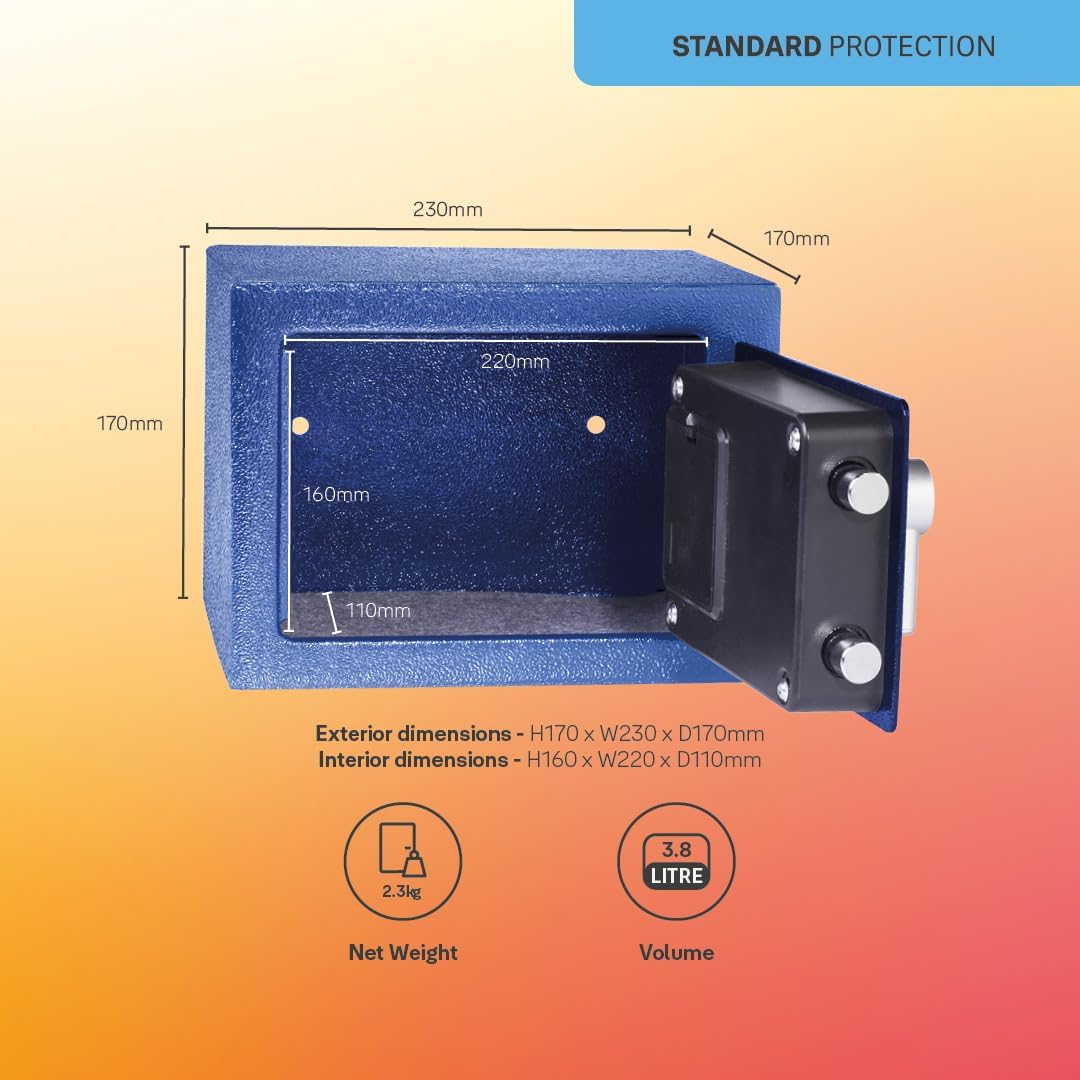 Thumbnail 4 de Coffre-fort Yale Compact 3,8 L en acier Bleu à sceller ou poser – Serrure électronique