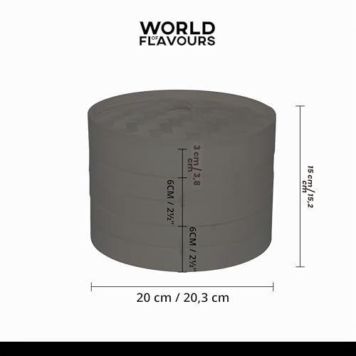 Detalle de KitchenCraft World of Flavours Vaporiera in Bambù a 2 Piani, 20 cm – Beige