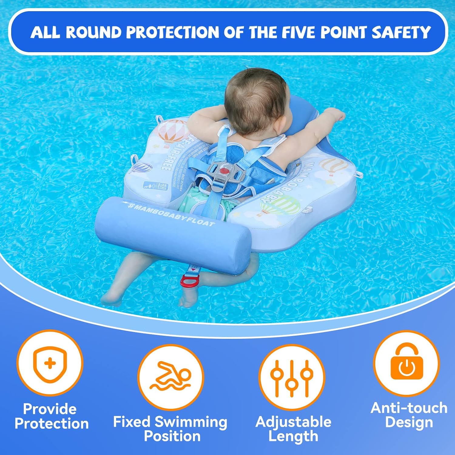Thumbnail 3 de GENTEACO Mambobaby baby swim float with canopy (non-inflatable) for 3–24 months