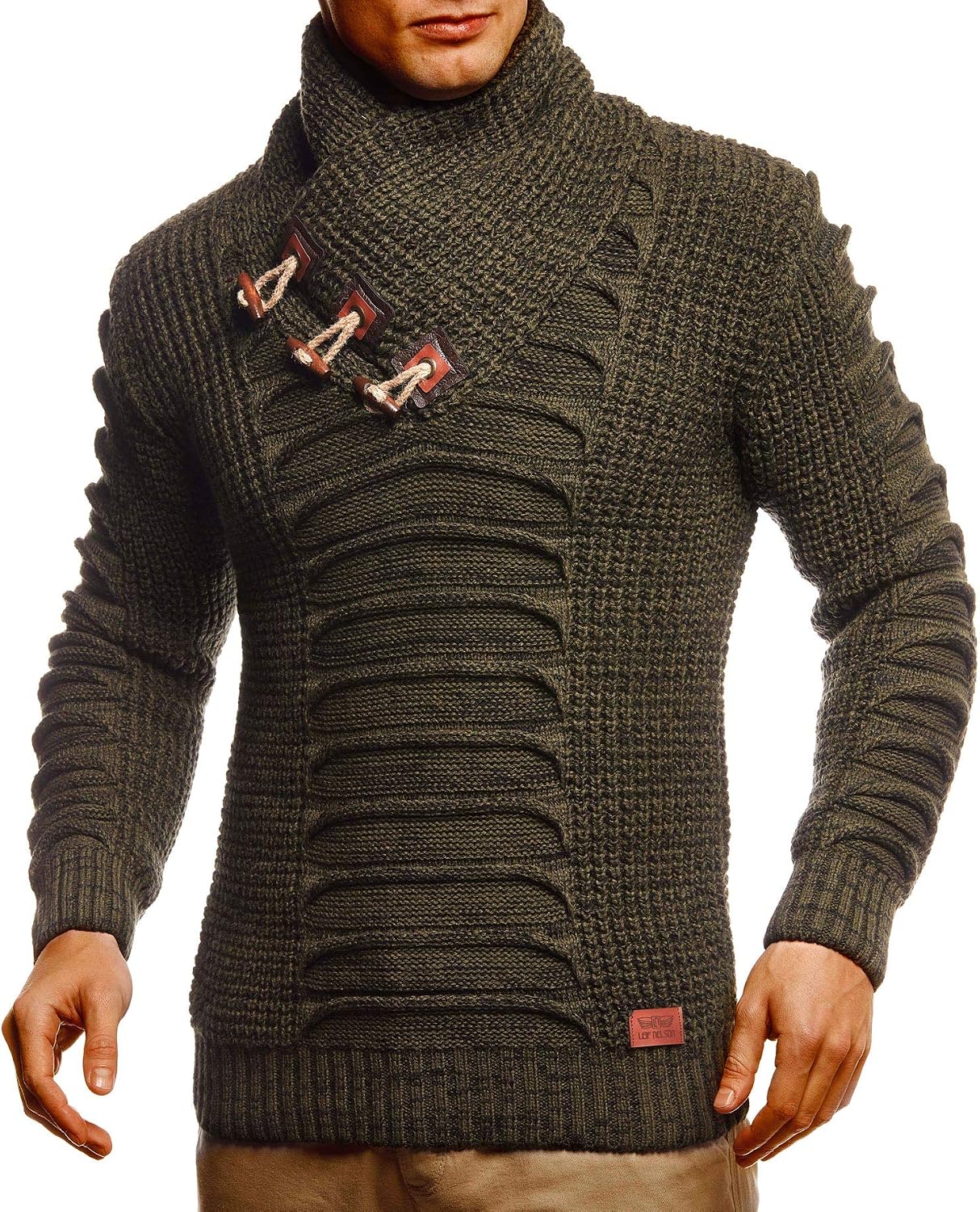 Detalle de Pull Leif Nelson col châle noir